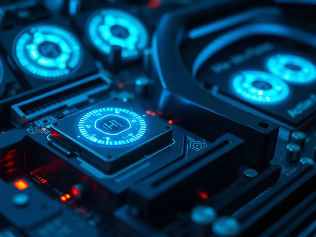 A technical macro photography of a high-end server motherboa